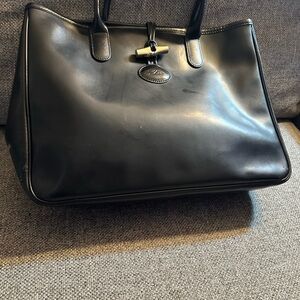 Longchamp large Black Leather Tote Bag